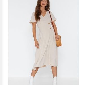 Nasty Gal Nude Wrap Dress - never worn! Size 4